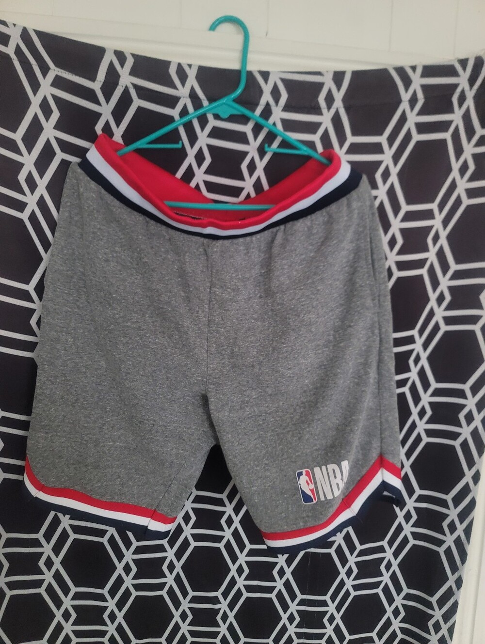 NBA Gray Athletic Shorts with Red, White & Navy Trim